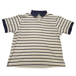 Natural Issue Perform Dri Striped Polo Shirt Men's Size XL Tan Navy Blue